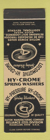 Matchbook Cover - Eaton Manufacturing Chrome Spring Washers Massillon OH SAMPLE