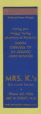 Matchbook Cover - Mrs K's Restaurant  SAMPLE