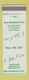 Matchbook Cover - C John Crane Insurance SAMPLE