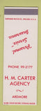 Matchbook Cover - HM Carter Insurance Agency Ardmore OK? PA? SAMPLE