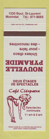 Matchbook Cover - Cafe Cleopatra girlie Nouvelle Pyramide Montreal QC