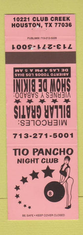 Matchbook Cover - The Pancho Night Club Houston TX girlie billiards