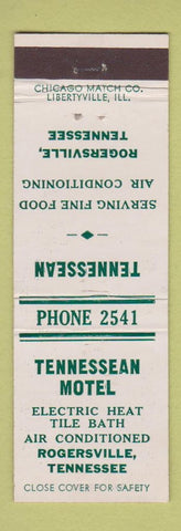 Matchbook Cover - Tennessean Motel Rogersville TN low phone #