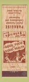 Matchbook Cover - Paradise Restaurant Elyria OH low phone #