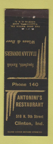 Matchbook Cover - Antonini's Restaurant Italian Clinton IN low phone #