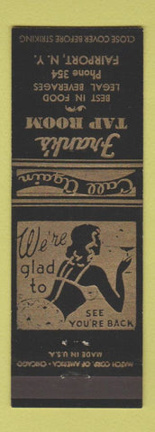 Matchbook Cover - Frank's Tap Room Fairport NY low phone # girlie