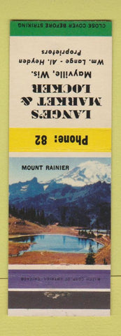 Matchbook Cover - Lange's Market Locker Mayville WI low phone #