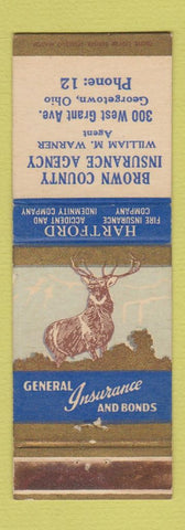Matchbook Cover - Hartford Insurance Brown County Georgetown OH William Warner