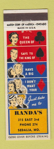 Matchbook Cover - Randa's Sedalia MO low phone #