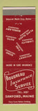 Matchbook Cover - Boudreau Insurance Service Sanford ME low phone #