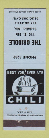 Matchbook Cover - The Griddle Sedalia MO low phone # chili