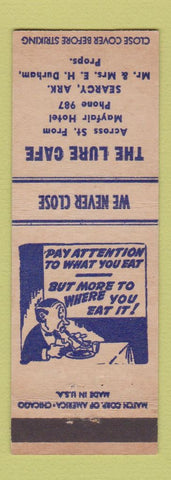 Matchbook Cover - The Lure Cafe Searcy AR low phone #
