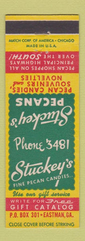 Matchbook Cover - Stuckey's Pecan Candies Eastman GA low phone #