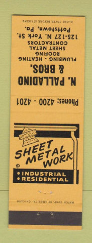 Matchbook Cover - N Palladino Bros Plumbing Heating Pottstown PA low phone #