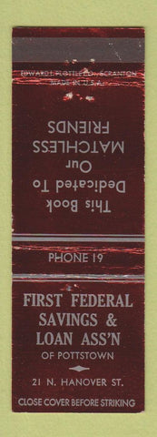 Matchbook Cover - First Federal Savings Pottstown PA low phone #