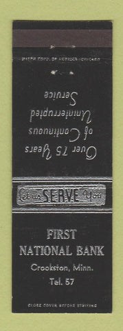 Matchbook Cover - First National Bank Crookston MN low phone #