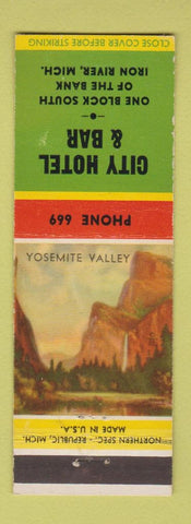 Matchbook Cover - City Hotel & Bar Iron River MI low phone #