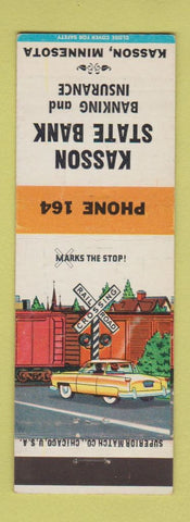 Matchbook Cover - Kasson State Bank Insurance Kasson MN low phone #
