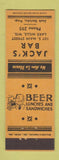 Matchbook Cover - Jack's Bar Lake Mills WI low phone #