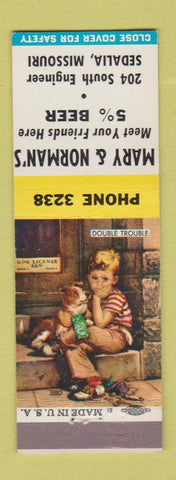 Matchbook Cover - Mary & Norman's Bar Sedalia MO low phone #