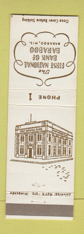 Matchbook Cover - First National Bank Baraboo WI low phone #1
