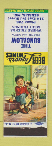 Matchbook Cover - The Bungalow Sedalia MO low phone #