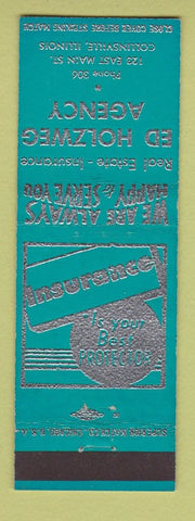 Matchbook Cover - Ed Holzweg Insurance Collinsville IL low phone #