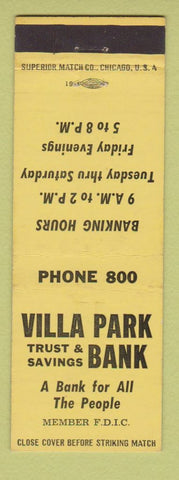 Matchbook Cover - Villa Park Trust Savings Bank IL? Low phone #