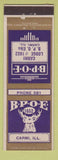 Matchbook Cover - Elks Lodge Carmi IL low phone #