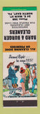 Matchbook Cover - Bard & Burger Cleaners North East PA low phone # hillbilly