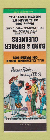 Matchbook Cover - Bard & Burger Cleaners North East PA low phone # hillbilly