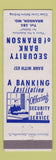 Matchbook Cover - Security Bank of Branson MO low phone #