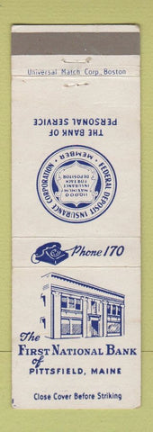 Matchbook Cover - First National Bank Pittsfield ME low phone #
