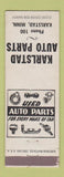 Matchbook Cover - Karlstad Auto Parts MN low phone #