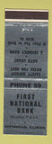 Matchbook Cover - First National Bank Effingham IL low phone #