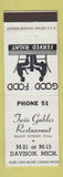 Matchbook Cover - Twin Gables Restaurant Davison MI low phone #