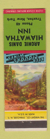 Matchbook Cover - Archie Davis Hiawatha Inn Truxton NY low phone #
