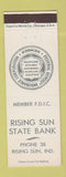 Matchbook Cover - Rising Sun State Bank IN low phone #