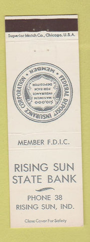 Matchbook Cover - Rising Sun State Bank IN low phone #