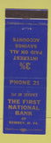 Matchbook Cover - The First National Bank Romney WV low phone #