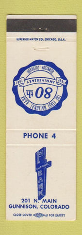 Matchbook Cover - First National Bank Gunnison Colorado 1961 low phone #