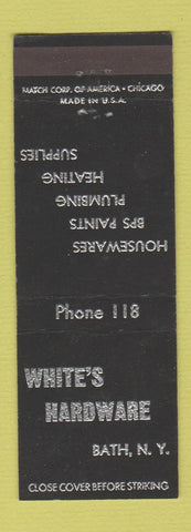 Matchbook Cover - White's Hardware Bath NY low phone #