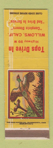 Matchbook Cover - Tops Drive In Willows CA