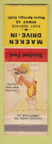 Matchbook Cover - Maekem Drive In Boyes Springs CA hillbilly