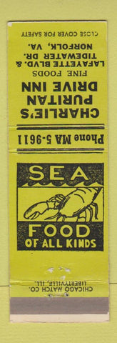 Matchbook Cover - Charlie's Puritan Drive Inn Norfolk VA