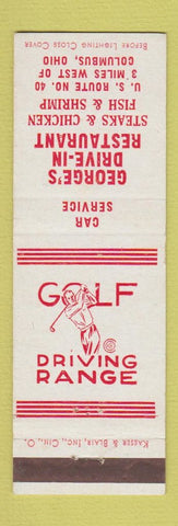 Matchbook Cover - George's Drive In Restaurant Columbus OH Gold Driving Range