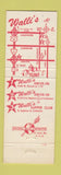 Matchbook Cover - Walli's Drive In Restaurants Flint MI