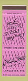 Matchbook Cover - Pink Pony Drive In Lancaster WI Pizza