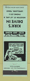 Matchbook Cover - Kirk's Drive In Restaurant Levelland TX