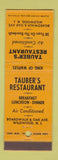 Matchbook Cover - Tauber's Restaurant Wildwood NJ